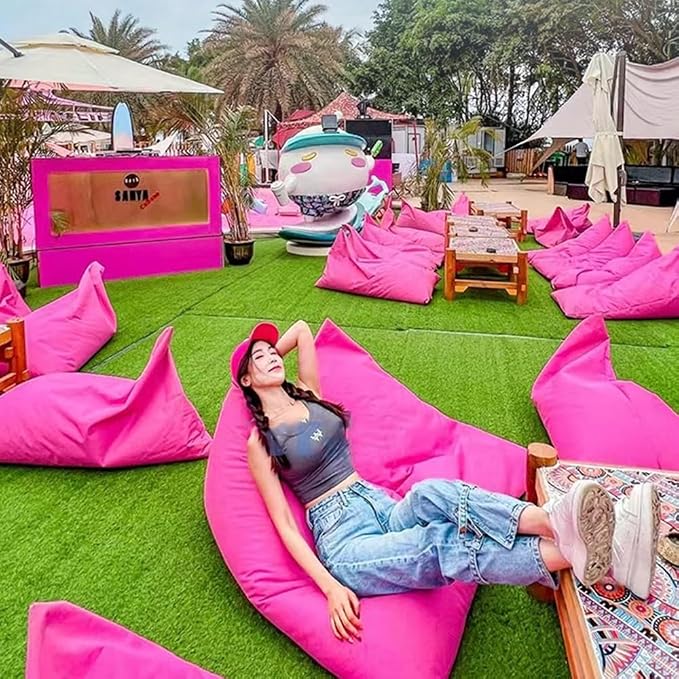 SXBCyan Waterproof Bean Bag Chair Cover（No fillers） Outdoor Oxford Lazy Sofa Giant Triangular Beanbag Pouf Couch Beach Floating Pool Floor Seating Oversized Relaxation Soft Chaise Lounge(Gray)