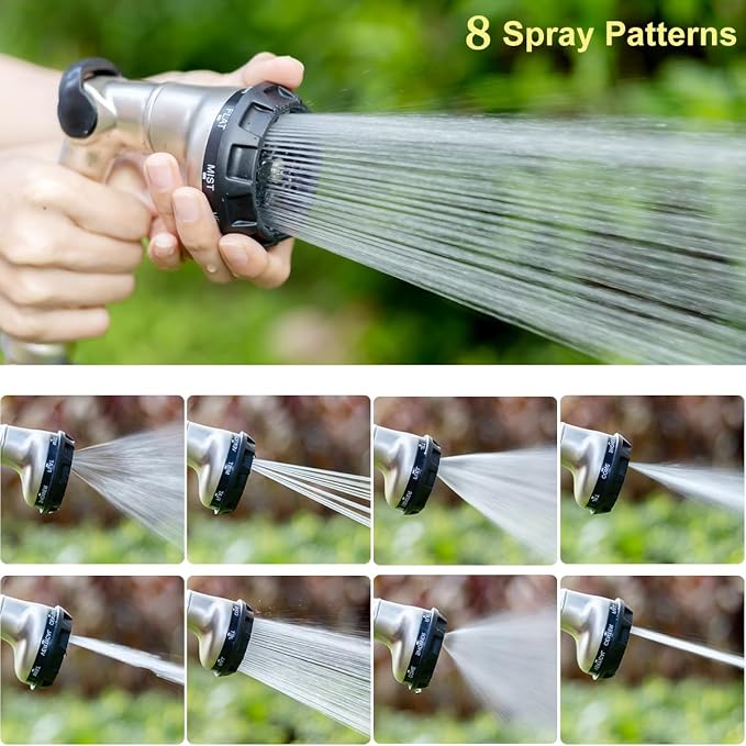 FANHAO Heavy Duty Garden Hose Nozzle + 100% Metal Thumb Control Water Hose Sprayer