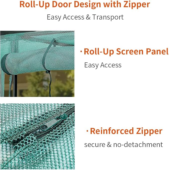 Crop Cages for Garden Plant, Plant Protection Tent with Zippered Door, Raised Bed Cover, Garden Bed Cover with Frame, Wind-Resistant Plant Cages for Outdoor Plants Vegetable Flower 130''*43''*71''