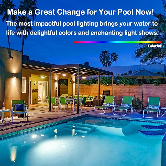50W Color LED Pool Light Bulb, 12V RGB Replacement for Pentair & Hayward Pool Light Fixtures, 6.75 Inch E26 Base Inground Pool Lighting (Remote)