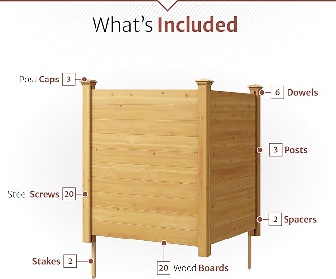 4ft H x 4ft W (2 Panels) No Dig Enclo Premium Wood Privacy Screen, Ideal Outdoor Privacy Wall, Pool Equipment Enclosure, Cedar Fence, Trash Can Enclosures, Air Conditioner Fence, EC18029 | 4ft H x 4ft W, 2 Panels, FSC Certified