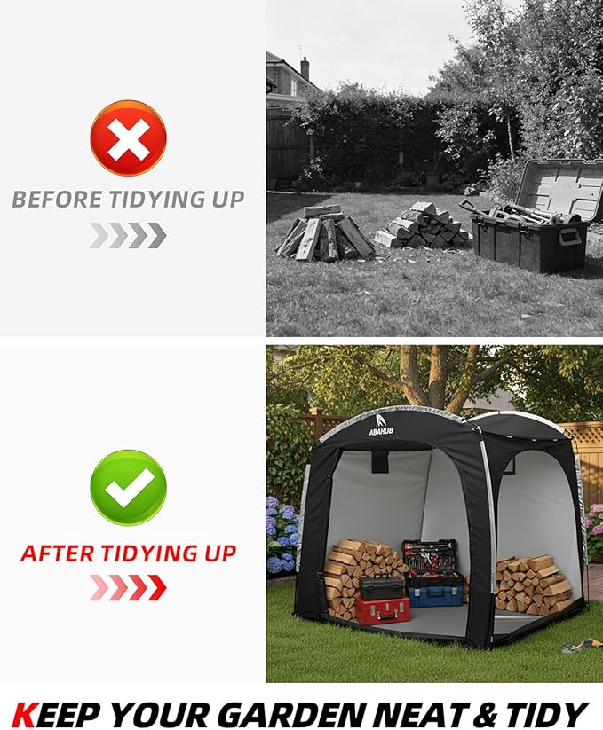 Abahub Portable Bike Storage Shed Tent, 86.7" × 59" × 67", Outdoor Silver-Coated Bicycle Shelter, PU4000 Waterproof 210D Oxford Fabric