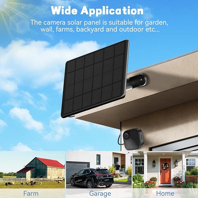 6W Solar Panel for Blink Camera,Security Camera Solar Panel Compatible with Blink Outdoor 2K+,4th/3rd/XT3,XT2/XT, Waterproof Rubber Plug, 360° Adjustable Mount,10Ft Outdoor Power Cable(2 Pack)
