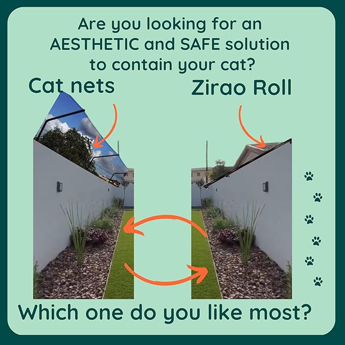 Zirao Roll -Outdoor Cat Anti-Escape Barrier, Quality Cat Protection for Patios and Gardens