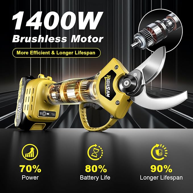 4-in-1 Cordless Pole saw Pruning Set,Electric Pruning Shears & 8 Inch pole saws for tree trimming with 13.8ft Max Extension Pole,Brushless Motor,Two 4.0Ah Batteries, Electric Pole Saw Tree Trimming