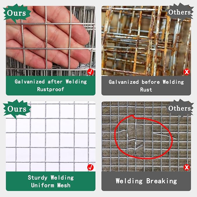 Thinkahead Hardware Cloth 1/4 Inch 48 X 100 ft 23 Gauge, Chicken Coop Wire Fencing, Hot Dipped Galvanized Wire Mesh, Hardware Cloth for Chicken Coop, Rabbit Cages, Garden, Small Rodents Screen Fence