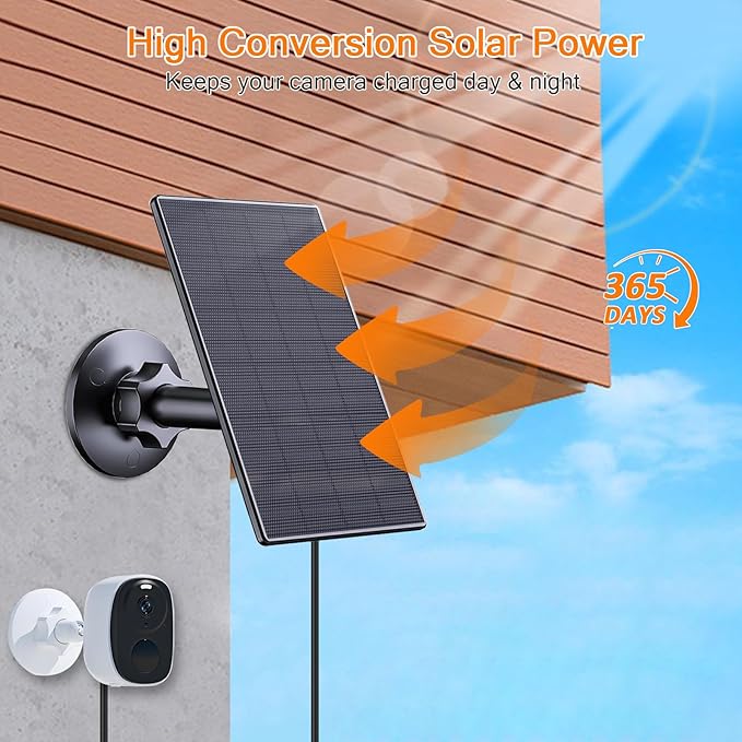 Zivif Solar Panel for Security Camera, 2W USB Solar Panel, Solar Charger Compatible for Rechargeable Battery Security Camera, USB C Solar Outdoor Camera with 360° Adjustable Mount, Black (4 Pack)