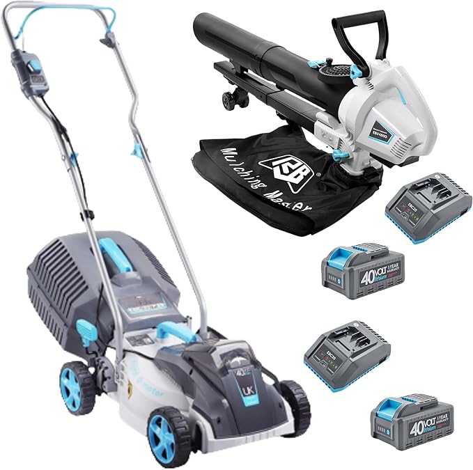 13" Lawnmower with 40V 4.0Ah Battery & Fast Charger and 3-in-1 Leaf Blower/Vacuum/Mulcher with 40V 4.0Ah Battery & Fast Charger