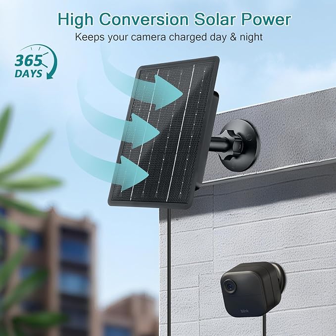 Zivif 3W Solar Panel for Blink Outdoor 4/3/XT/XT2 Camera, Solar Charger with Micro USB & USB-C Adapter, 7.2ft Power Cable, IP66 Waterproof, 360° Adjustable Mount