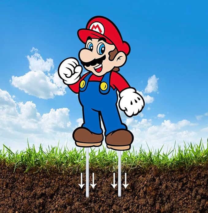 Mario Birthday Party Supplies, 8PCS Yard Signs with Stakes, Outdoor Lawn Party Decor, Mario Birthday Party Decorations, Yard Signs for Super Mario Theme Birthday Party