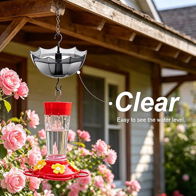 Ant Moat for Hummingbird Feeder, 5 OZ, 4 Pack, Black Umbrella Ant Guard with Large Capacity