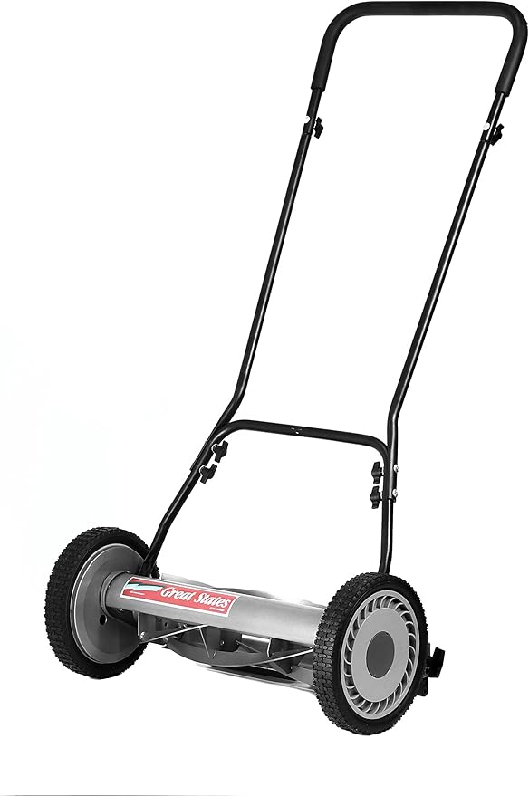 Great States 18-Inch 5-Blade Push Reel Lawn Mower + American Lawn Mower SK-2 Reel Mower Sharpener