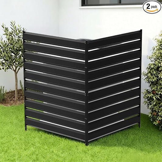 2 Panels Air Conditioner Fence，42" H x 38" W Outdoor Freestanding Privacy Panel Screen Trash Can Decorative Fence Panel No Dig Backyard Fencing for AC, Patio, Pool, Outside, Backyard, Balcony