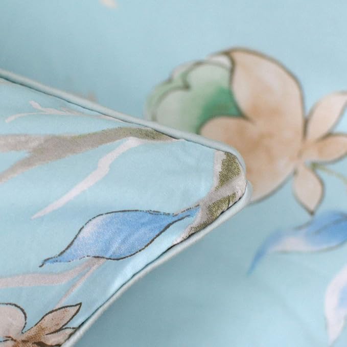 FADFAY Floral Bedding Shabby Blue Bird Print Bed Sheet Set Luxury Bedding Collections 800 Thread Count 100% Egyptian Cotton Deep Pocket, 4 Piece-California King Size