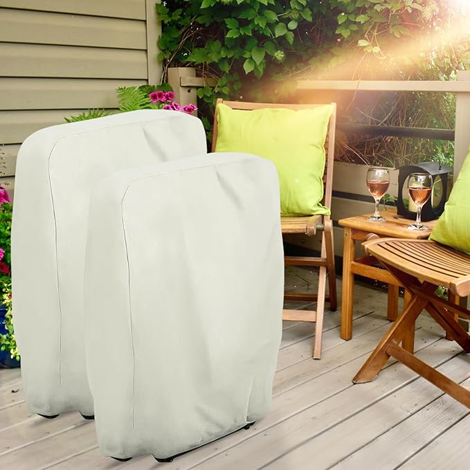 Uranshin Outdoor Folding Chair Covers 2PCS, Zero Gravity Chair Cover 28" W x 13" D x 43" H, Waterproof 210D Oxford Funiture Cover with Storage Bag, Patio Chair Cover for All Weather (Beige)