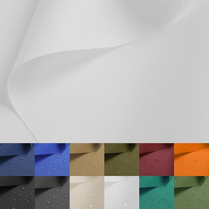 Nylon Fabric, 58"W 420D Waterproof Fabric 3 Yard Ripstop Nylon Material Outdoor Upholstery Twill Sewing Material for Patio Chair, Lining, Cushion, Purse, Tote Bag, Tent, Tarp Cover, DIY Project White