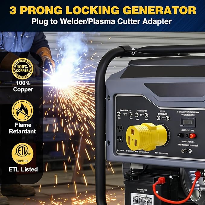 240V Generator Welder Adapter,ETL Listed, NEMA L6-30P to 6-50R Welder Adapter Cord, 30A to 50A Heavy-Duty Adapter, 3-Prong Locking Male to 3-Prong Female, for Welder Dryer EV Charger
