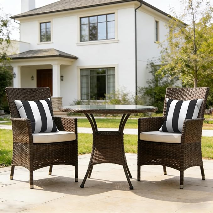 LVTXIII 2 Pack Outdoor Pillow Covers ONLY 18x18 Inch, Water-Repellent Square Decorative Cushion Covers for Patio Furniture, Garden, Sofa, Cabana Black