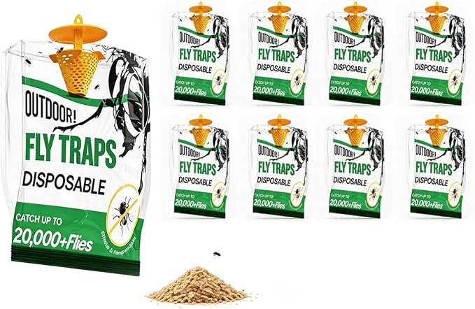 9 Pack Disposable Fly Traps Outdoor Hanging Add Water - Portable Fly Catcher Outdoor Flying Insect Trap Fly Traps for Ranch/Barn/Patio/Campsite