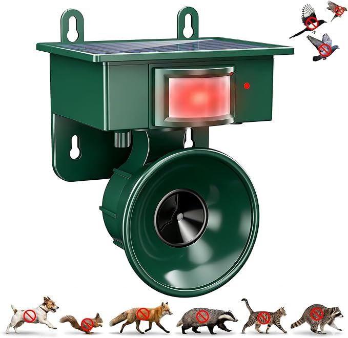 2026 Solar Ultrasonic Bird Repellent Devices Outdoor, Waterproof Solar Woodpecker Deterrent for Yard, Garden, Balcony & House, ultrasonic pest Repeller Motion with Bird Control System