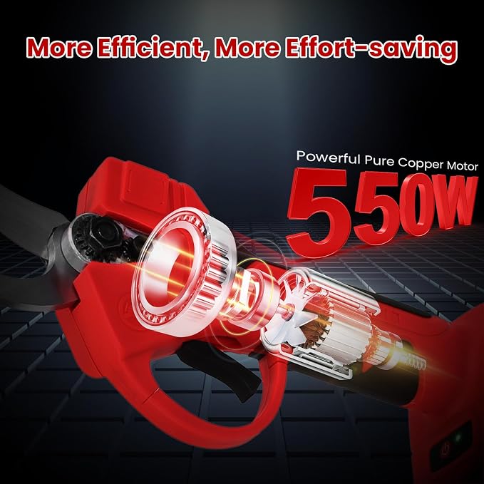 Electric Pruning Shears, 40mm Cordless Power Pruner 21V, 1.6" Tree Branch Cutter with 2PCS 6000mAh Rechargeable Batteries, Replacement Blades Set & Carry Box