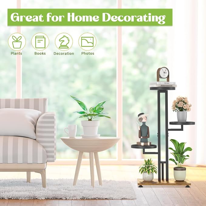 iDavosic.ly 4 Tier Plant Stand for Indoor Outdoor Set of 2, Folding Corner Orchid Pot Display Rack and Metal Tall Flower Holder Shelf with Wheels for Patio Porch Garden Balcony Bedroom