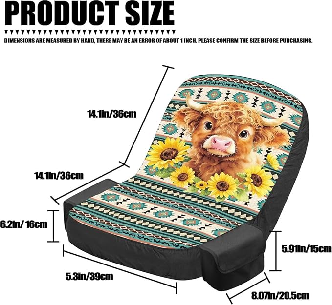 Aztec Riding Lawn Mower Seat Cover for Tractor Accessories Highland Cow Lawn Mower Seat Cover Protector Compatible with John Deere Cub Cadet, for Kubota