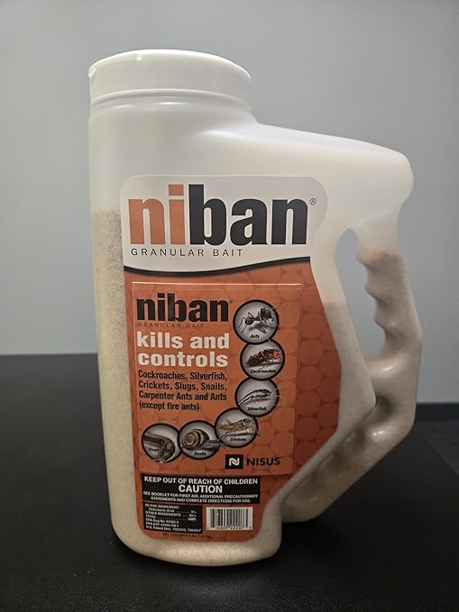 Nisus Niban Granular Bait, Weather-Resistant, Boric Acid Formula, Ants, Roaches, Crickets, Slugs & Snails, Indoor/Outdoor Use, 4 lbs