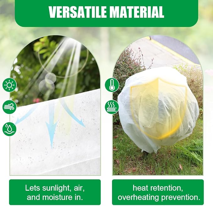 RooTrimmer Frost Covers Protection for Outdoor Plants 10Ft x 50Ft, Plant Blankets Freeze Cloths for Spring, Horticultural Fleece for Trees/Raised Beds/Vegetables/Shrubs (1.2 oz/yd², White)