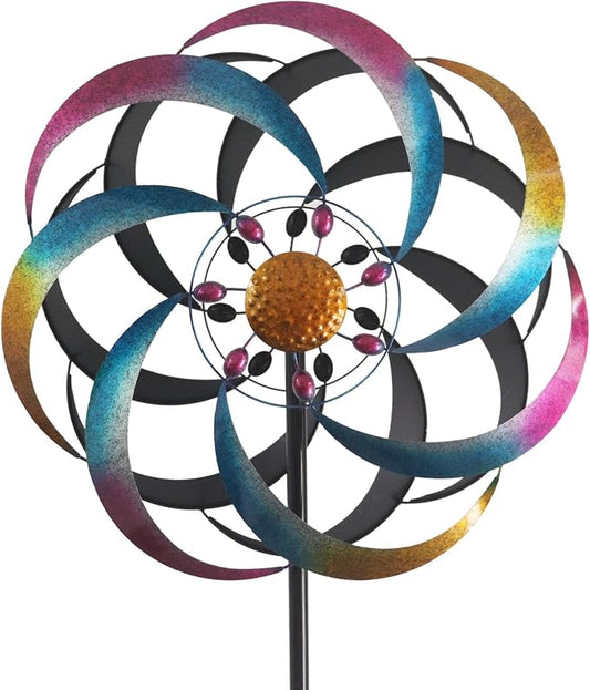 Large Wind Spinners Outdoor Colorful Metal Wind Sculptures | Kinetic Windmills, Yard and Garden Decoration, 70x20 Inches