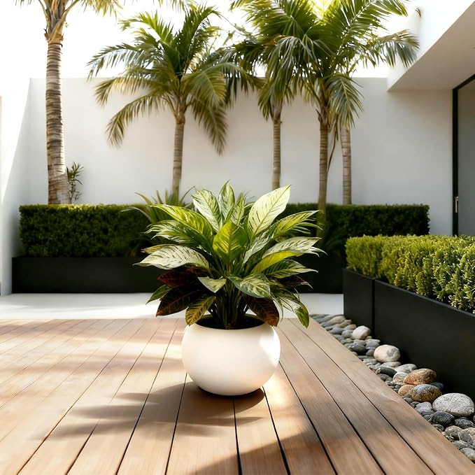 Large Round Planter,Planters for Indoor Plants & Outdoor,Durable Plastic Material Sphere Planter with Drainage Hole & Rubber Plug Weather Resistant,Plant Pot