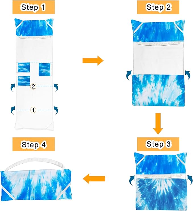 Lounge Chair Towel Cover (Pack of 2), Tie Dye Style Chaise Lounge Cover, Beach Chair Covers with Pockets for Pool Beach Garden Courtyard Outdoor Trips, 85 x30 in, Lake Blue