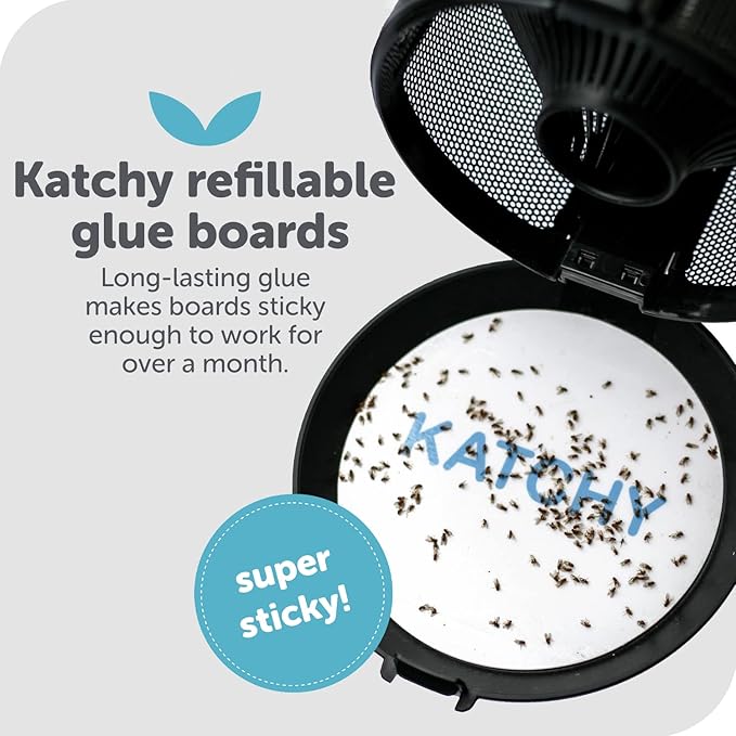 Katchy Original and Midnight Glue Board Refills (4 Pack) – Catcher & Killer for Mosquito, Gnat, Moth & Fruit Fly – Indoor Flying Insect Trap Glue Board Refills – Non-Zapper Traps for Buzz-Free Home