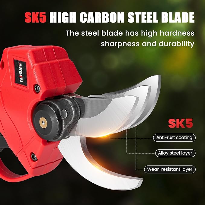 Upgraded Electric Pruning Shears, 1.6" Cutting Diameter Cordless Powered Pruner with LCD Display, Powerful Brushless Motor, 2×21V 2000mAh Batteries Electric Pruner for Tree Trimming Garden