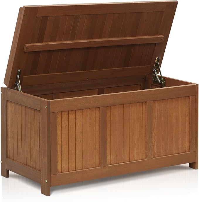 Furinno Dalam Outdoor Hardwood Storage Deck Box, Natural