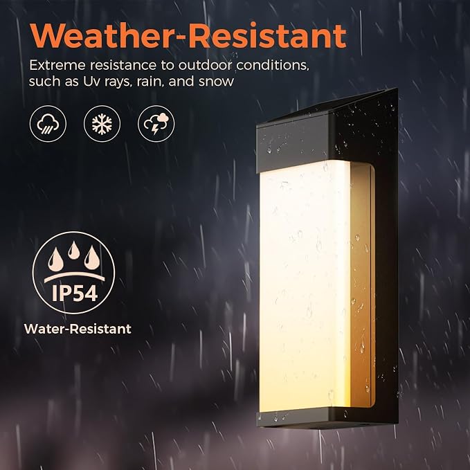 Solar Yard Solar Outdoor Wall Lights 4-Pack, Waterproof LED Exterior Sconce, Dusk to Dawn Porch Lights for Front Door, Patio & Entryway, Modern Flat Rectangle
