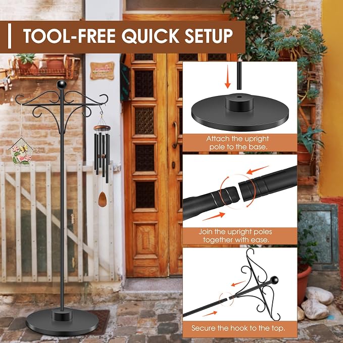 Adjustable Double Shepherd's Hook, 34-63 Inch Black Iron Stand for Indoor/Outdoor Use – Ideal for Hummingbird Feeders, Hanging Plants, Lanterns, Wind Chime