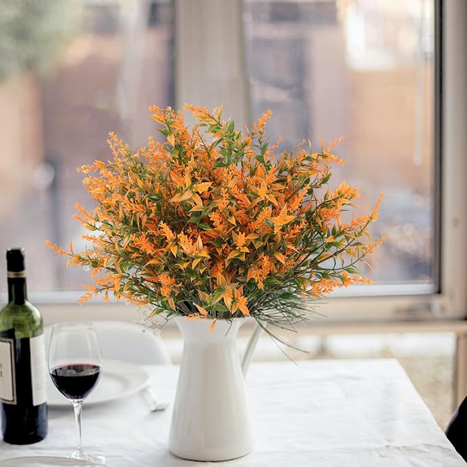 RECUTMS Artificial Flowers for Outdoors Artificial Fall Flowers for Outdoors UV Resistant Artificial Plants Outdoor Artificial Flowers for Outside in Pots(Salmon)