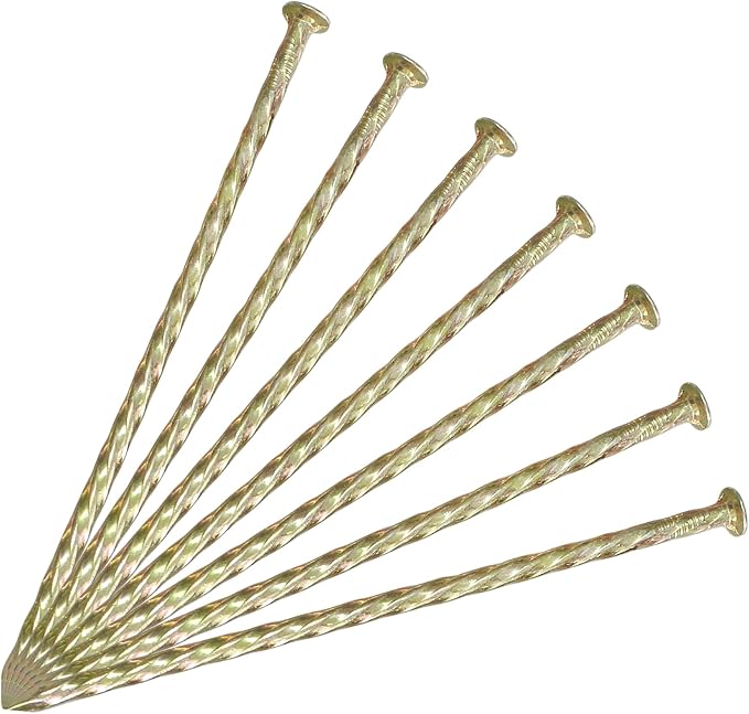 50/100/150 Pack - 6" Garden Stakes Solid Golden Galvanized Non-Rust Metal Stakes Spiral Landscape Edging Anchors for Paver Edging, House Construction (50)