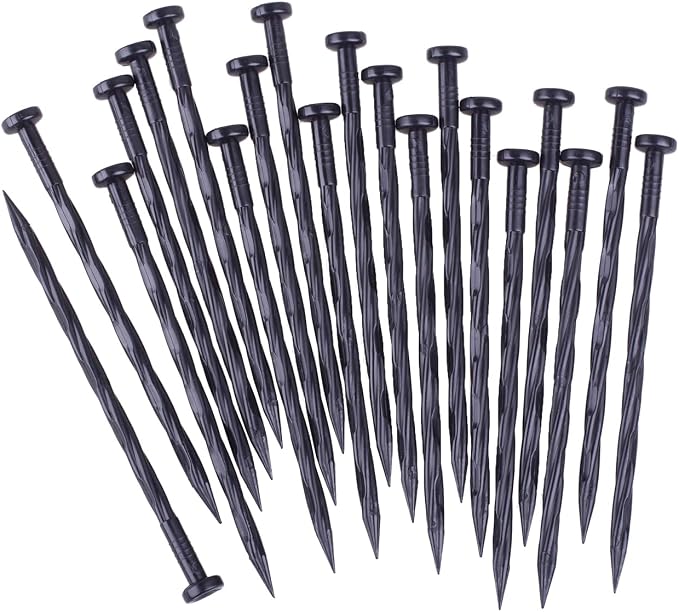 Landscape Anchoring Spikes, 25PCS 8 Inch Spiral Plastic Landscape Spikes for Garden Lawn Yard, Paver, Weed Barrier, Artificial Turf (8in -25 Count)