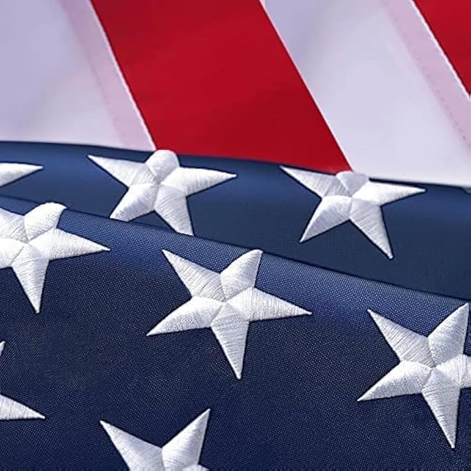 American Flag 6x10 FT Long Lasting Heavy Duty US Flags for High Wind TearProof Polyester USA Flag with Embroidered Stars, Sewn Stripes, Brass Grommets