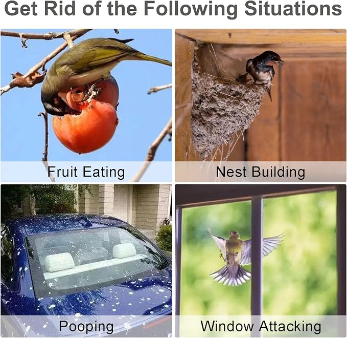 3 Pack Hanging Outdoors Reflective Scarer Away Owl Device to Keep Animals Pigeon Woodpecker Away from Patio Garden