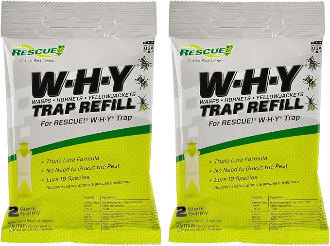 RESCUE! Non-Toxic Wasp, Hornet, Yellowjacket Trap (WHY Trap) Attractant Refill - 2 Week Refill - 2 Pack