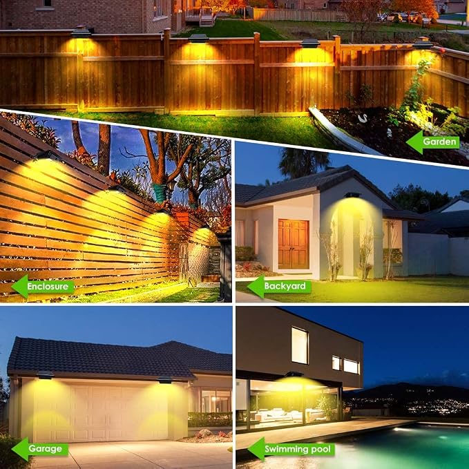 Solar Gutter Lights Outdoor, 40 LEDs Bright Solar Powered led Fence Light Deck Lights Waterproof for Wall, Deck, Fence, Stair, Step and Yard (Black Shell, 4Pack, Warm White)