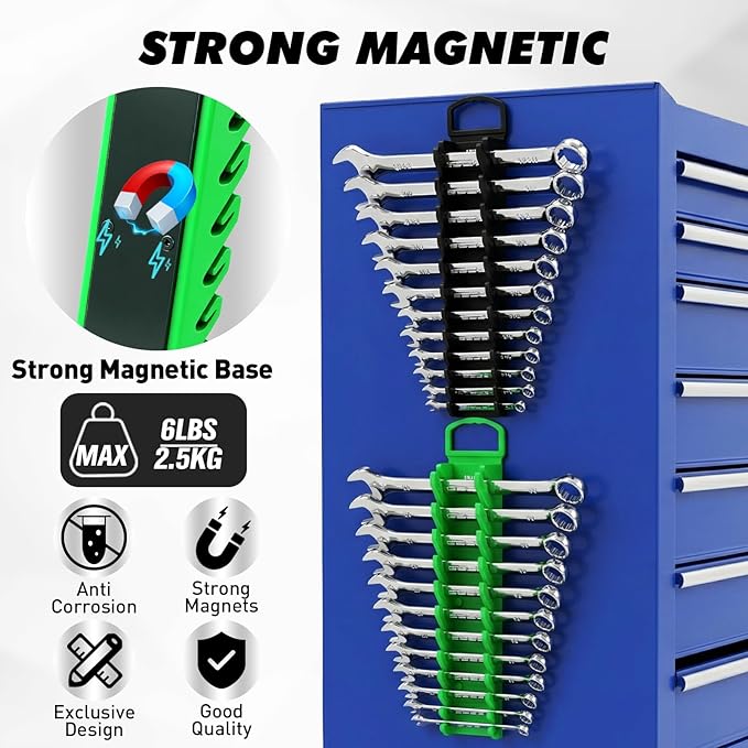 SWANLAKE GARDEN TOOLS 20-Piece Magnetic Tool Organizer Set, 1/4", 3/8", 1/2" SAE & Metric Socket Organizers, 2 Large Wrench Holders, 24-Slot Wrench Rails, Plier and Screwdriver Wall Mount Storage