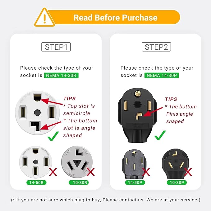 4 Prong 30 amp NEMA 14-30 Splitter Cord for New Dryer EV Level 2 Charging 14-30P to 2X 14-30R Dual Y Adapter Cable One Device at a Time
