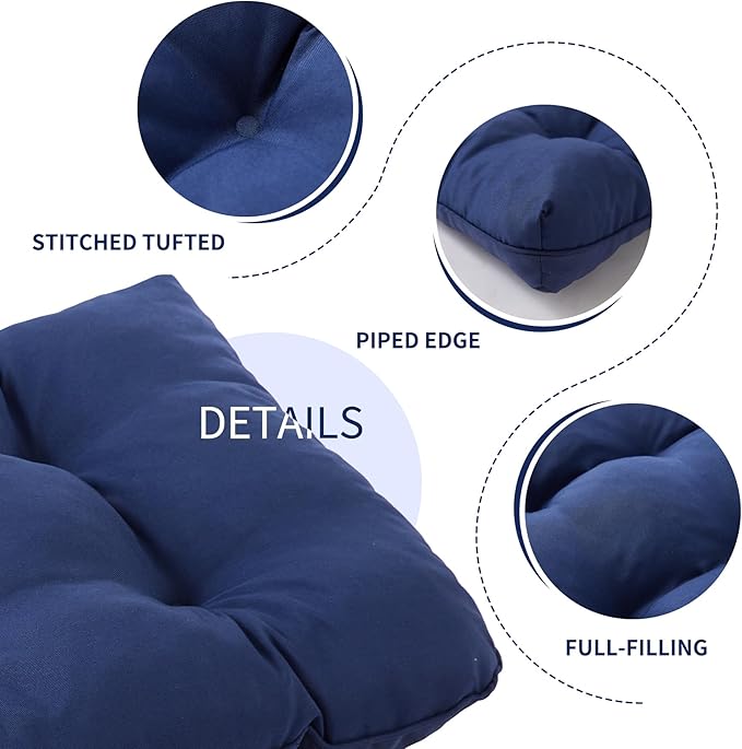 IPYNBAP Outdoor Bench Cushion, 48x18x5 Inch, Waterproof Bench Cushion for Outdoor/Indoor Furniture, Tufted Patio Bench Seat Cushion, Fade Resistant Outdoor Cushions for Porch Swing Couch, Navy Blue