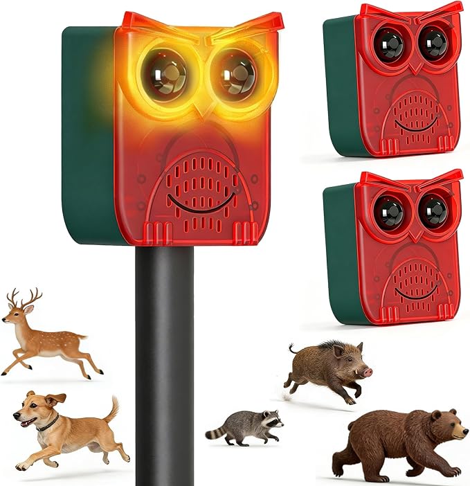 ChunHee Solar Motion Sensor Alarm Outdoor Dog Barking Alarm with 129dB Loud Alarm & PIR Motion Detection, IP65 Weatherproof Motion Activated for Deer, Coyote,Raccoons, Bears