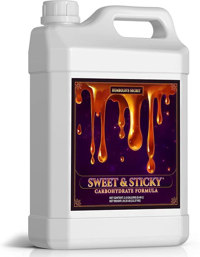 Humboldts Secret Sweet & Sticky Carbohydrate and Saccharide Plant Energy Additive | Indoor and Outdoor Plant Nutrients Enhancer for Growth and Aroma | Boosts Flavor and Development | 2.5 Gallon