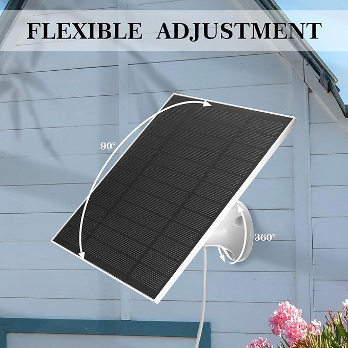 4 Pack 5w Solar Panels for Security Cameras Outdoor Waterproof Solar Panel for Ring Camera with Type-c and 360° Adjustable Safety Bracket Panel Charge Micro for Camera